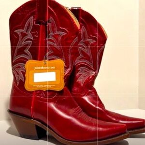 Red Justin cowboy boots never worn tags still on